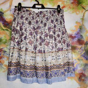 Zara Basic Vintage Inspired Floral Boho Skirt Elastic Waist Knee-Length